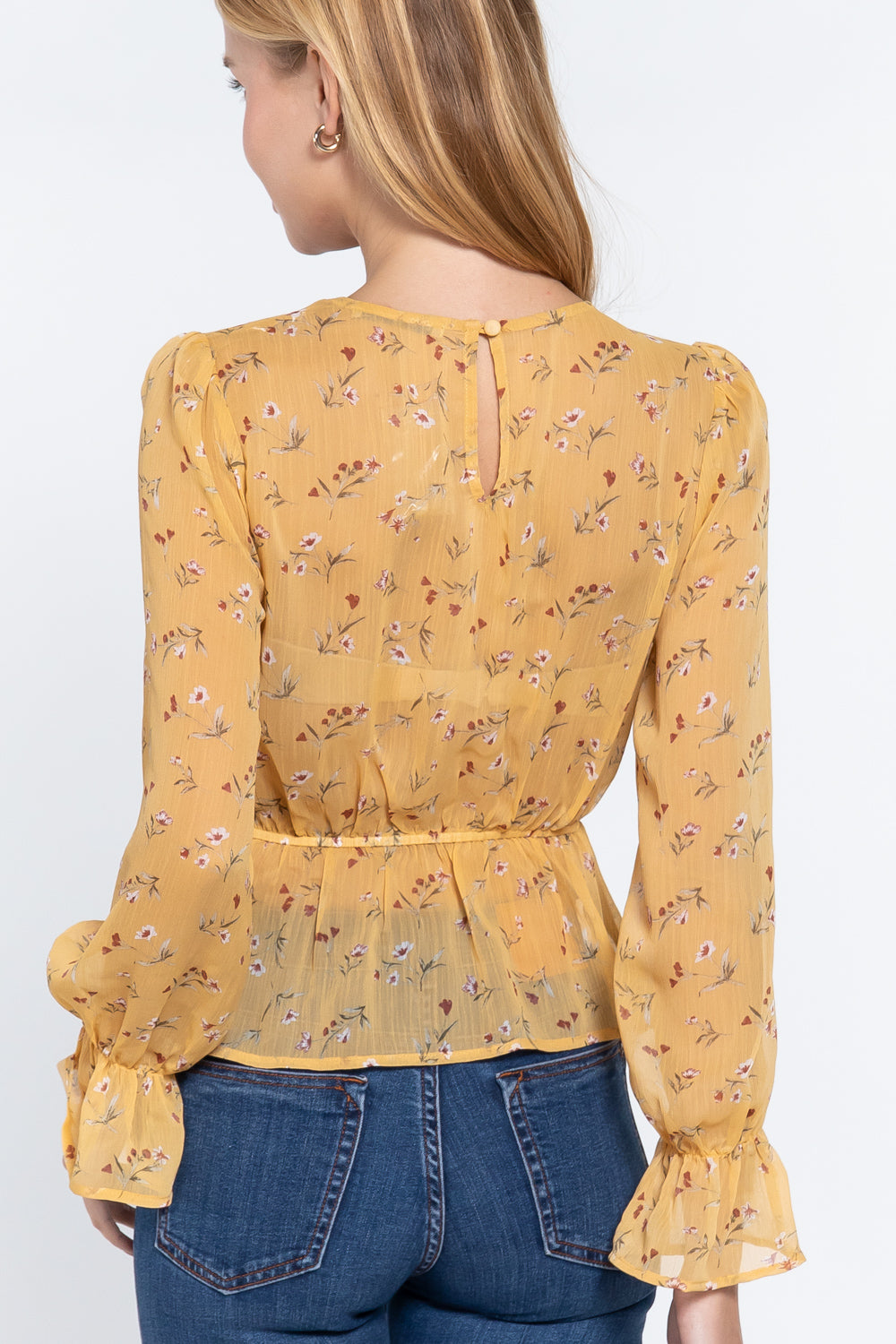 Peplum Print Woven Top