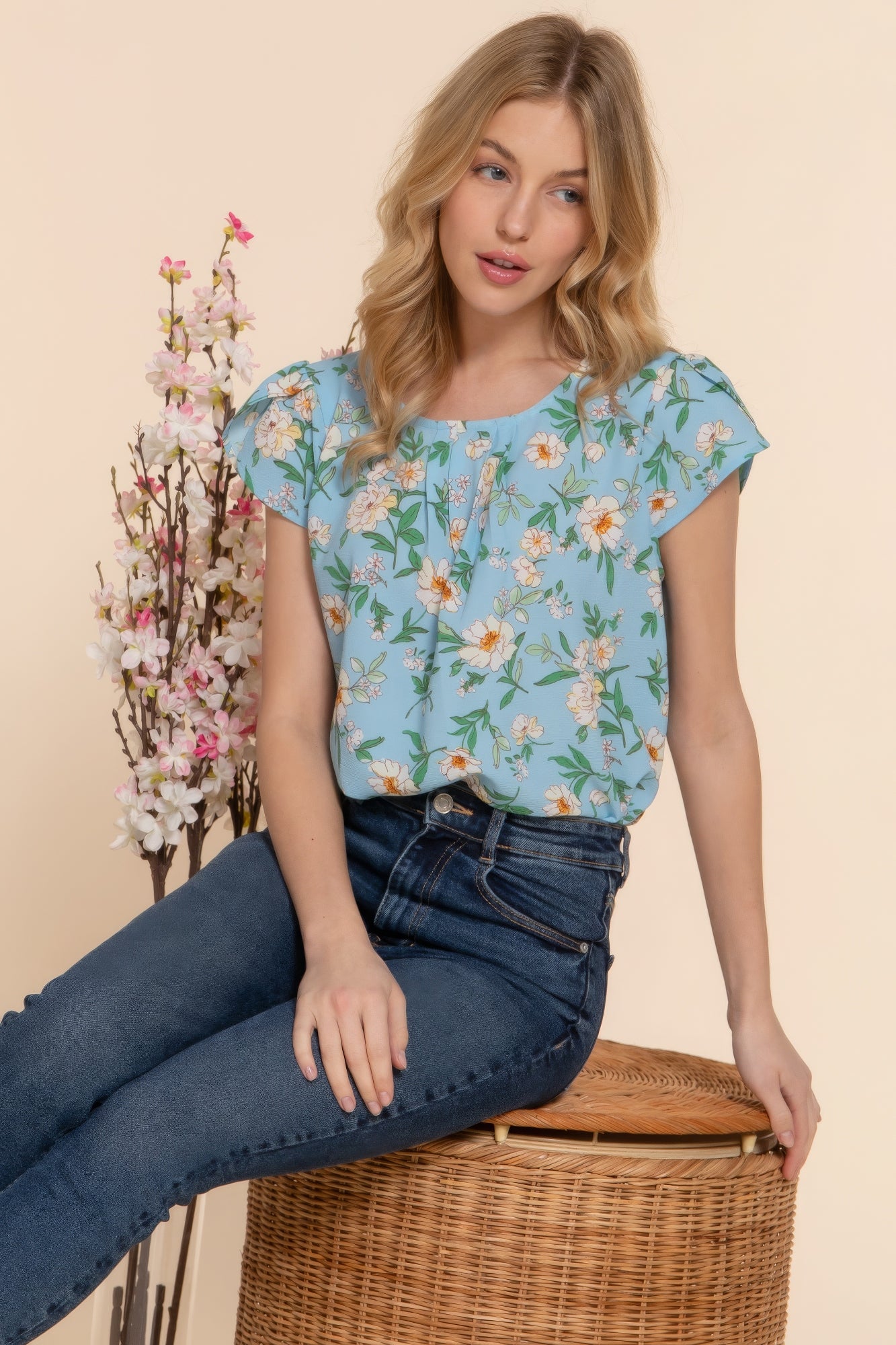 Tulip Floral Print Woven Top