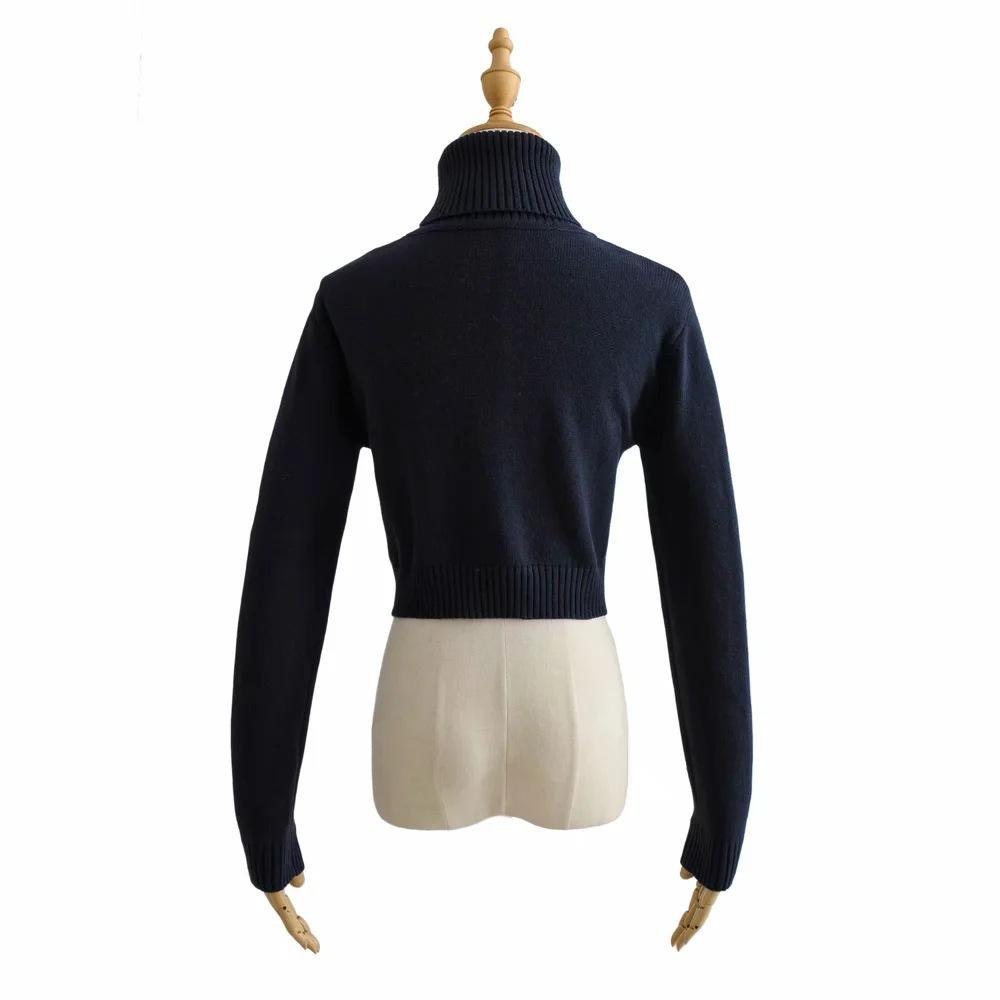 High Neck Printed Geometric Sweater Crop Pullover