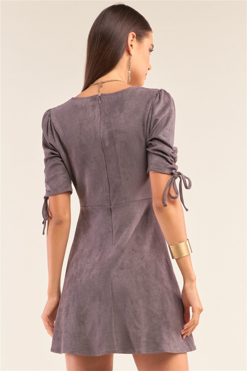 Charcoal Grey Suede Mini Dress