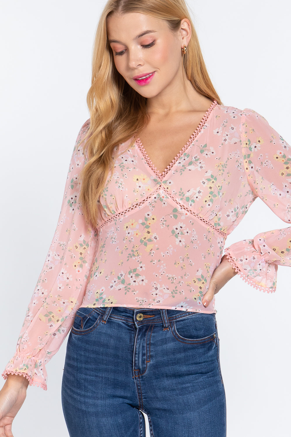 Floral Print Chiffon Top