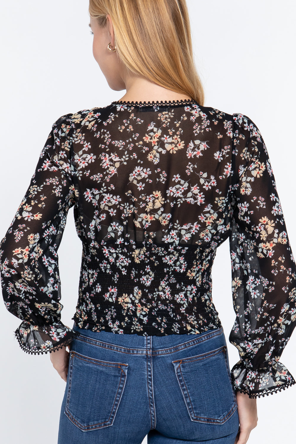 Floral Print Chiffon Top