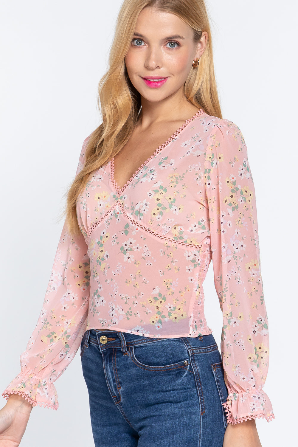Floral Print Chiffon Top