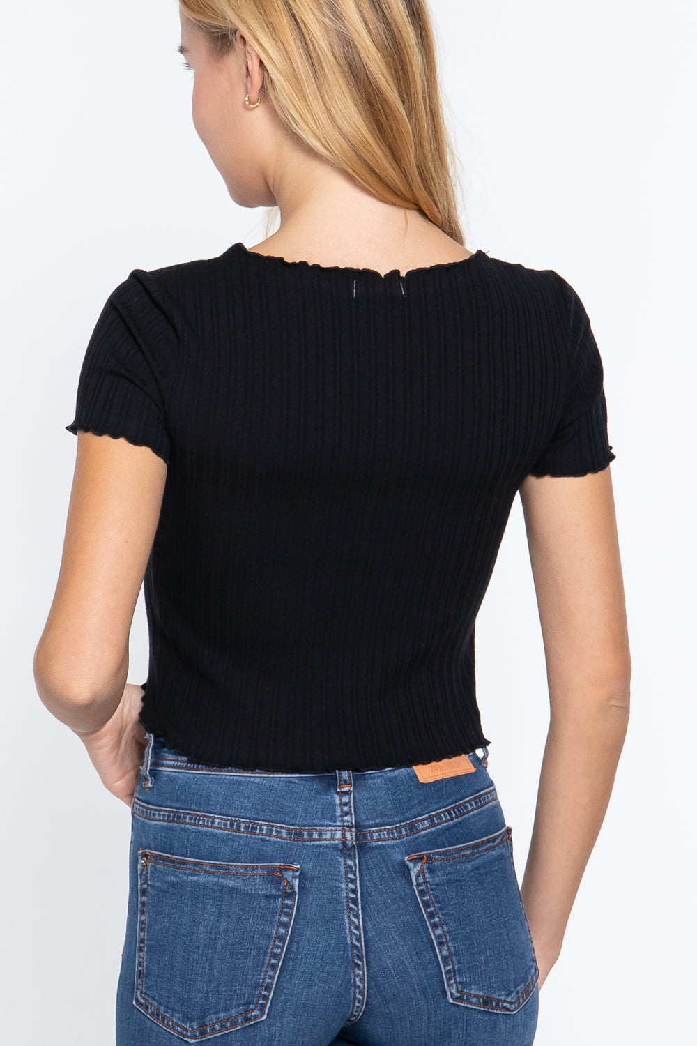 Short Slv Ribbed Cardigan