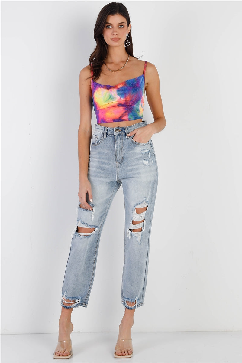 Multicolor Lurex Crop Top