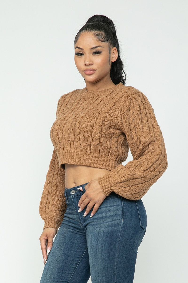 Cable Pullover Crop Sweater