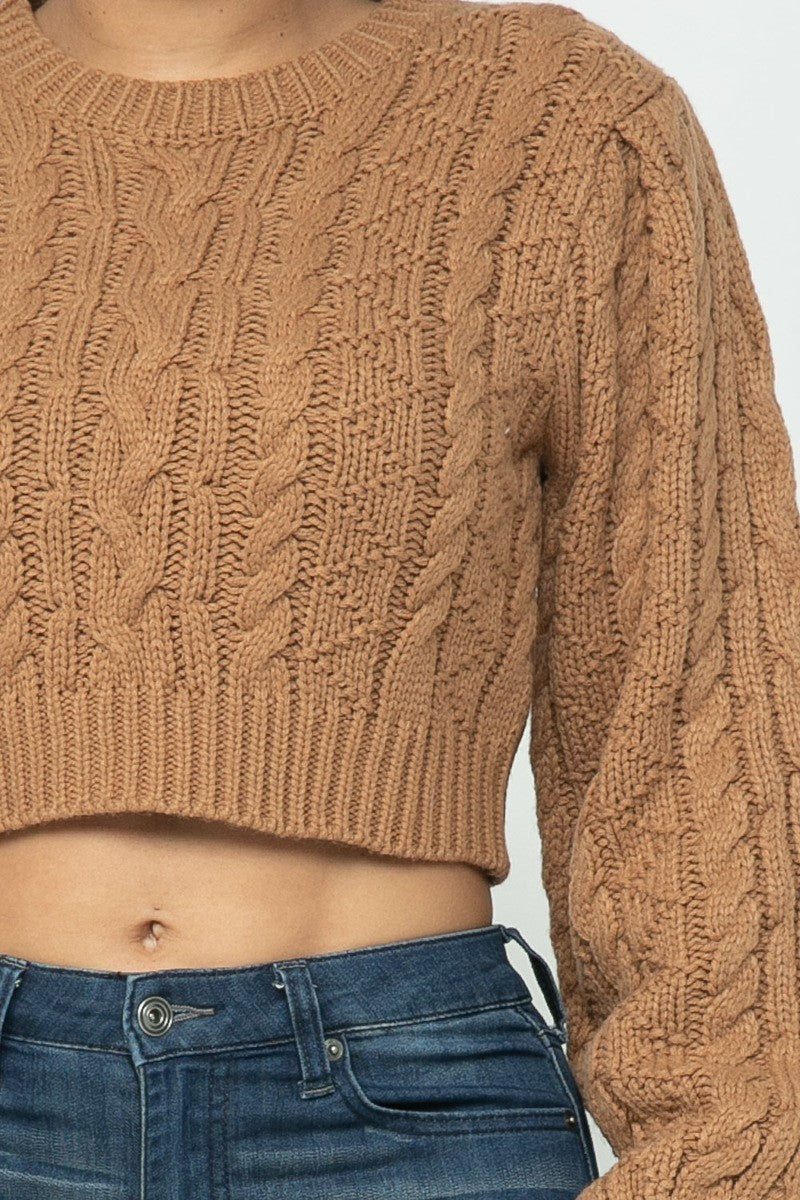 Cable Pullover Crop Sweater