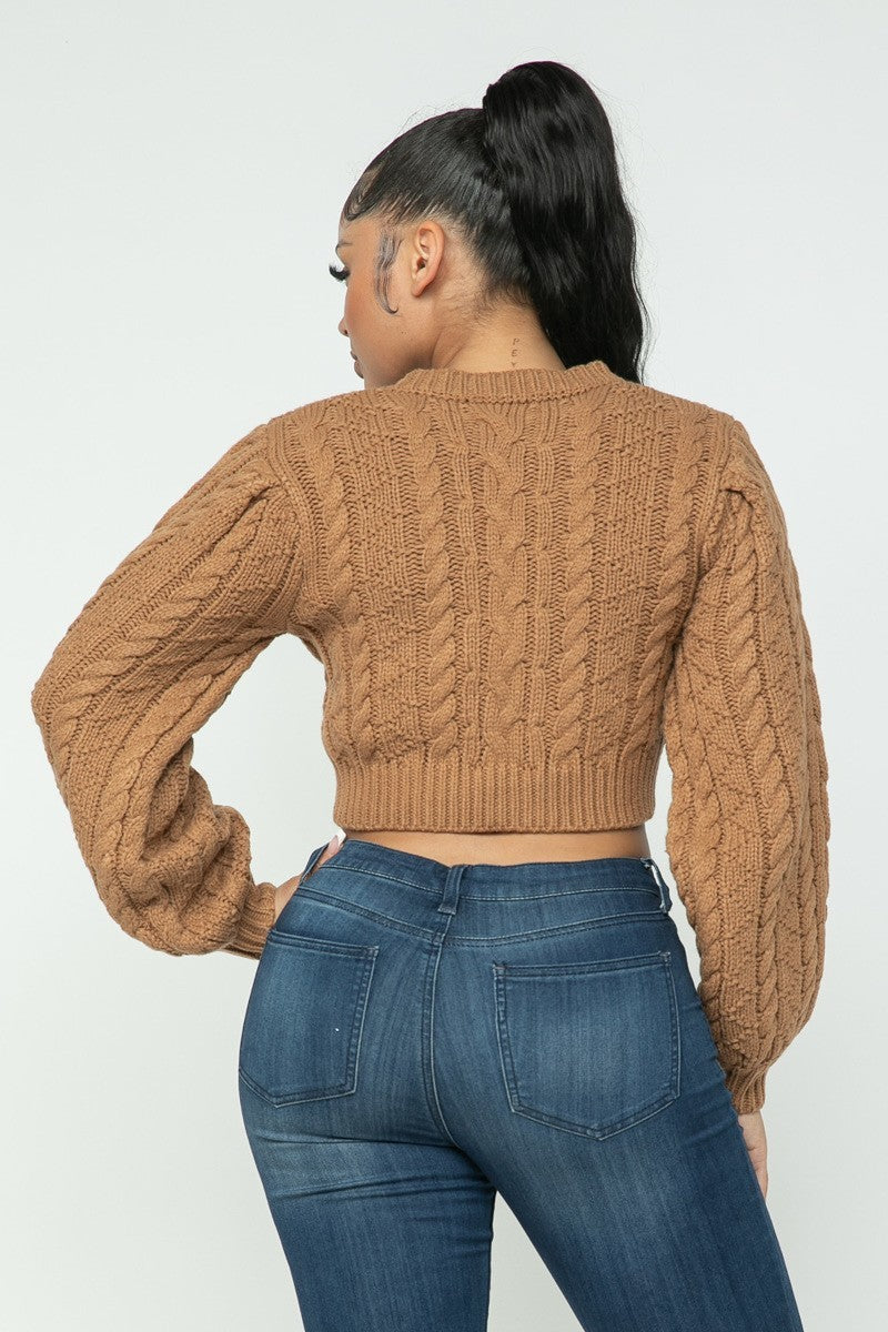 Cable Pullover Crop Sweater