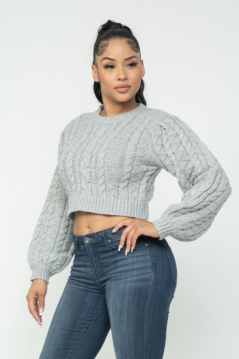 Cable Pullover Crop Sweater
