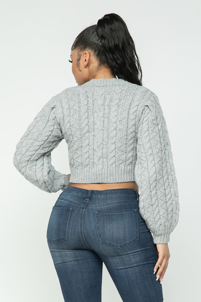 Cable Pullover Crop Sweater