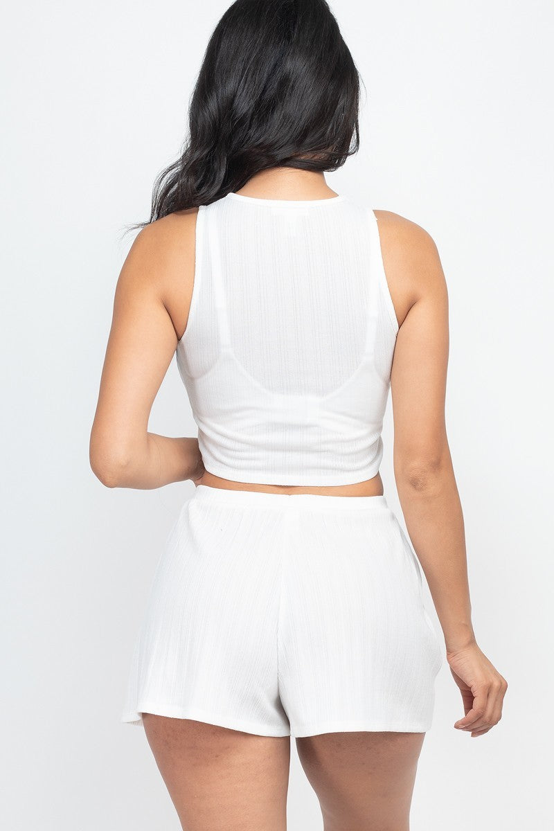 Rib Crop Tank Top & Shorts Set