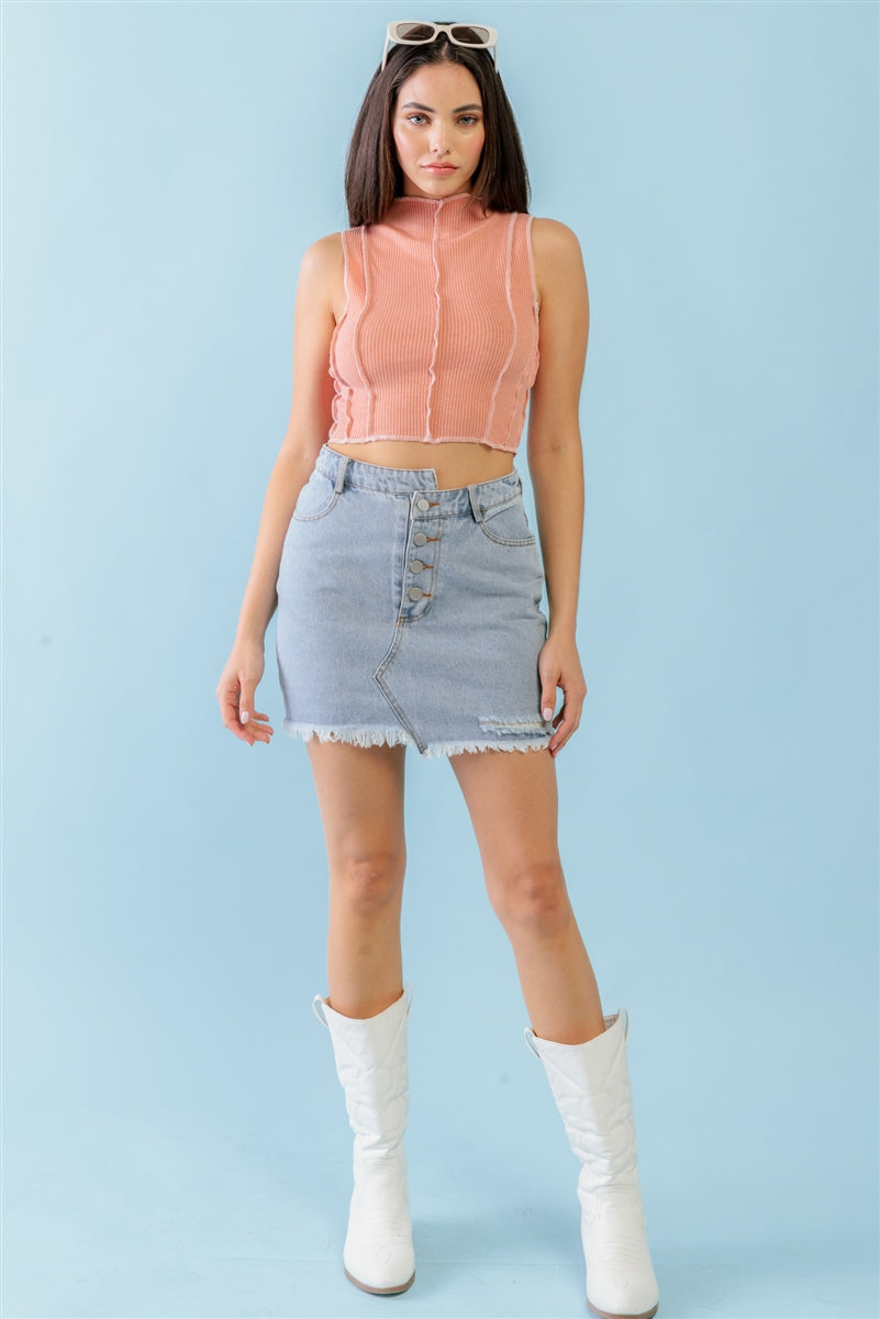 Ribbed Mock Neck Crop Top