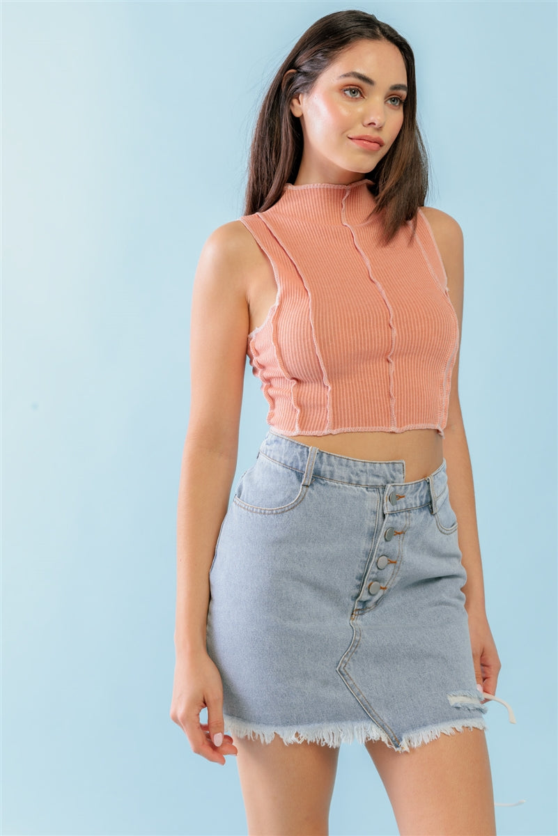 Ribbed Mock Neck Crop Top