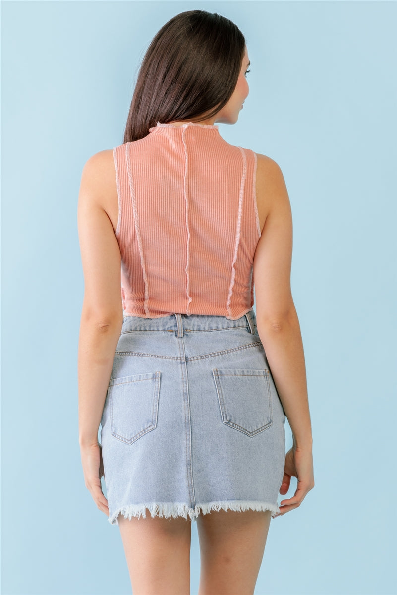 Ribbed Mock Neck Crop Top