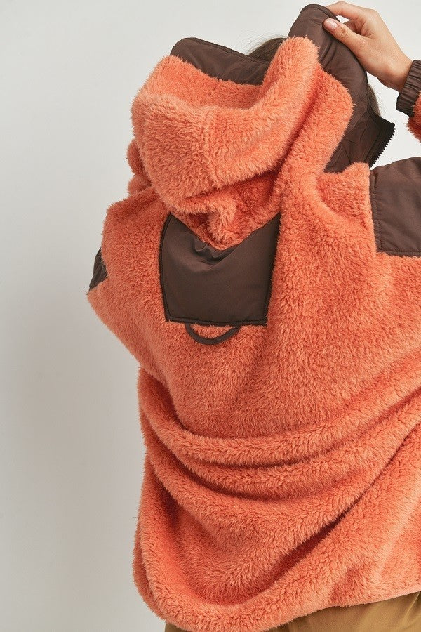 Two Tone Cozy Hooded Sweater