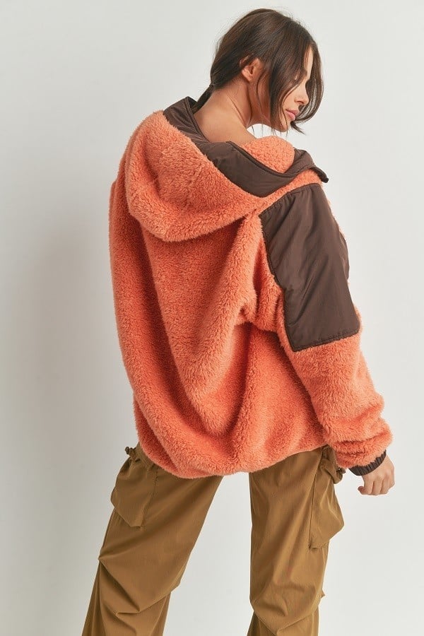 Two Tone Cozy Hooded Sweater