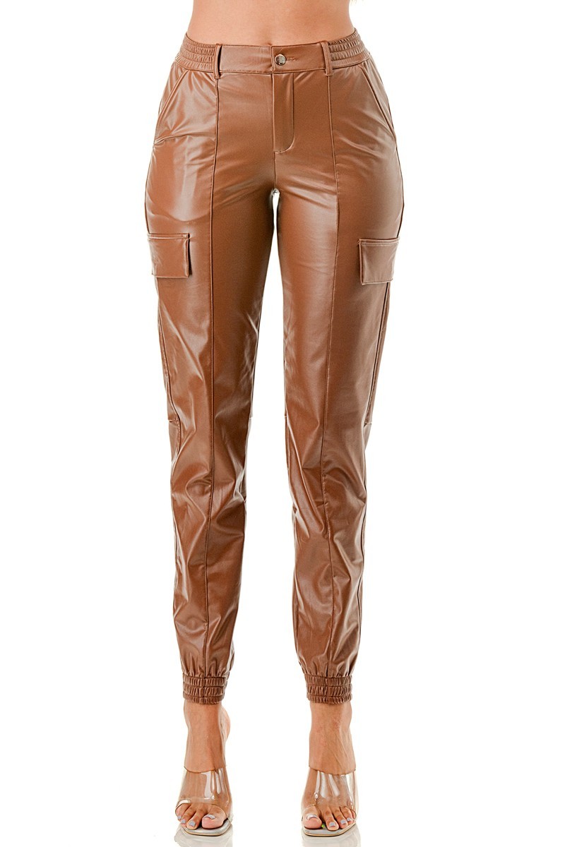 Faux Leather Lined Jogger