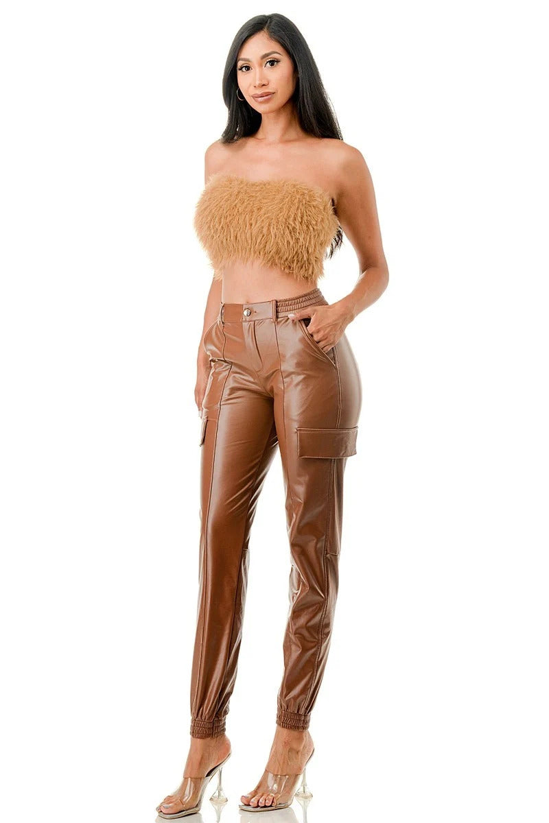 Faux Leather Lined Jogger