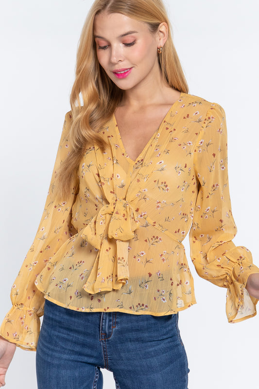 Peplum Print Woven Top