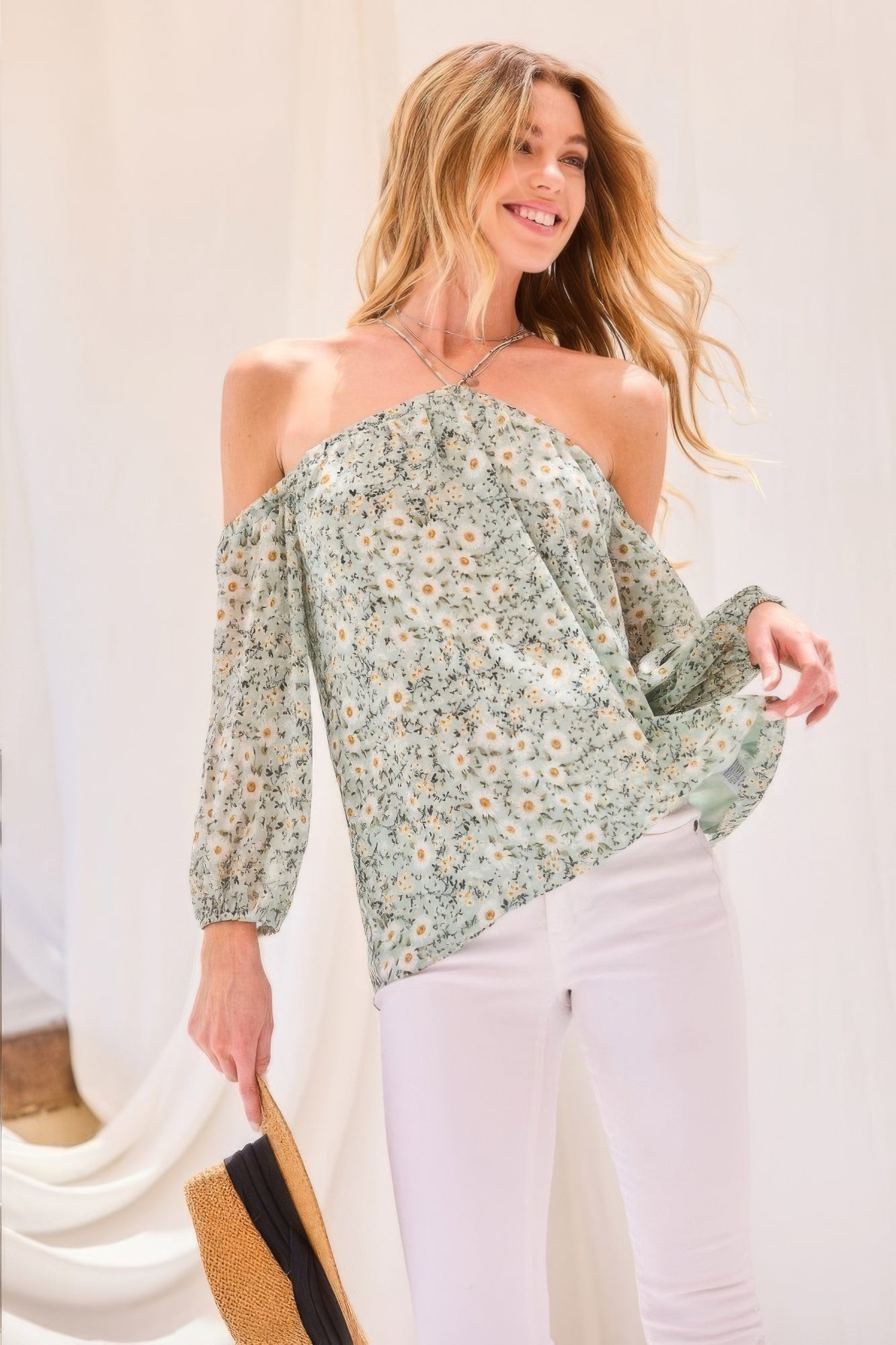 Halter Neck Floral Print Top