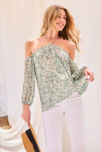 Halter Neck Floral Print Top