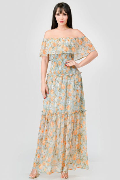 Floral Chiffon Maxi Dress