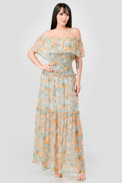 Floral Chiffon Maxi Dress