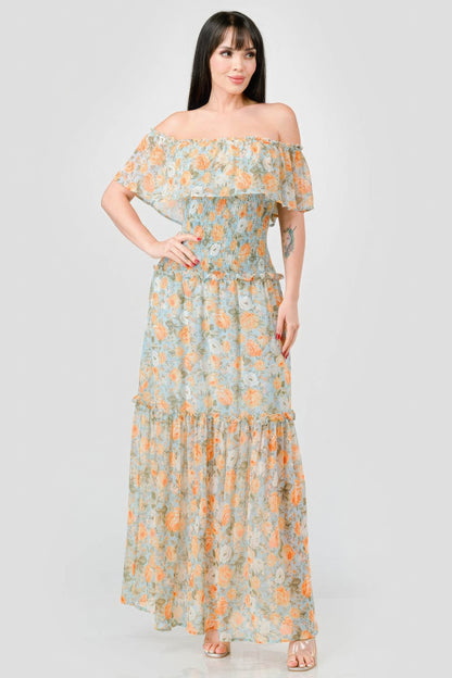 Floral Chiffon Maxi Dress