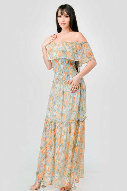 Floral Chiffon Maxi Dress