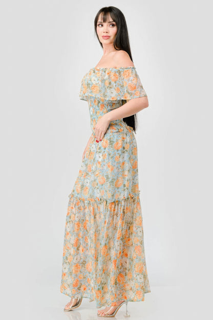 Floral Chiffon Maxi Dress