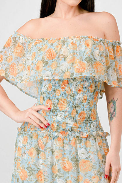 Floral Chiffon Maxi Dress