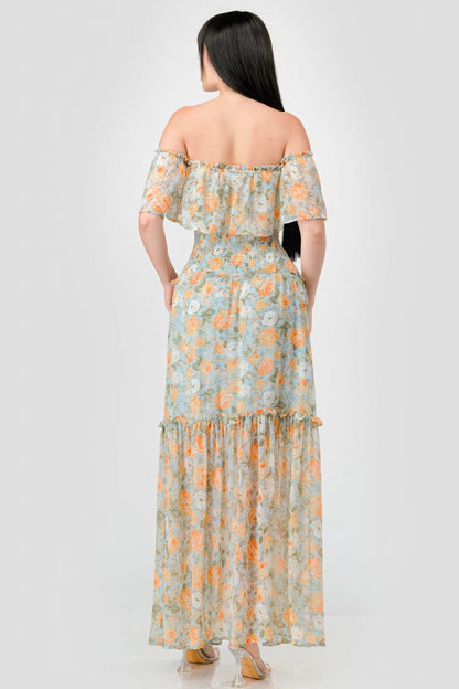 Floral Chiffon Maxi Dress