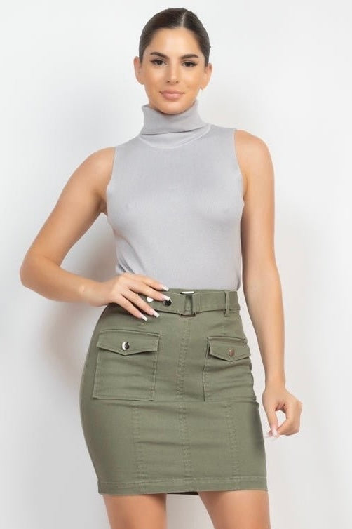 Belted Pocket Mini Skirt