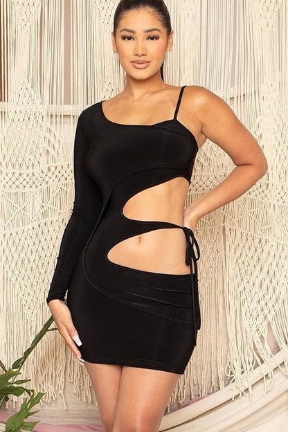 One Shoulder Cutout Mini Dress