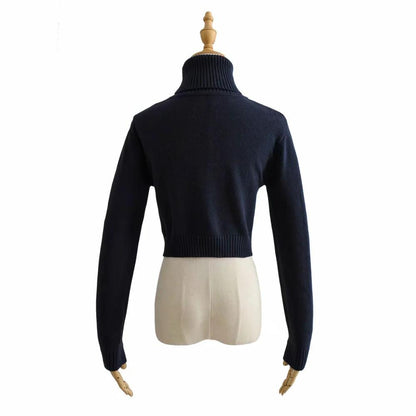 High Neck Printed Geometric Sweater Crop Pullover