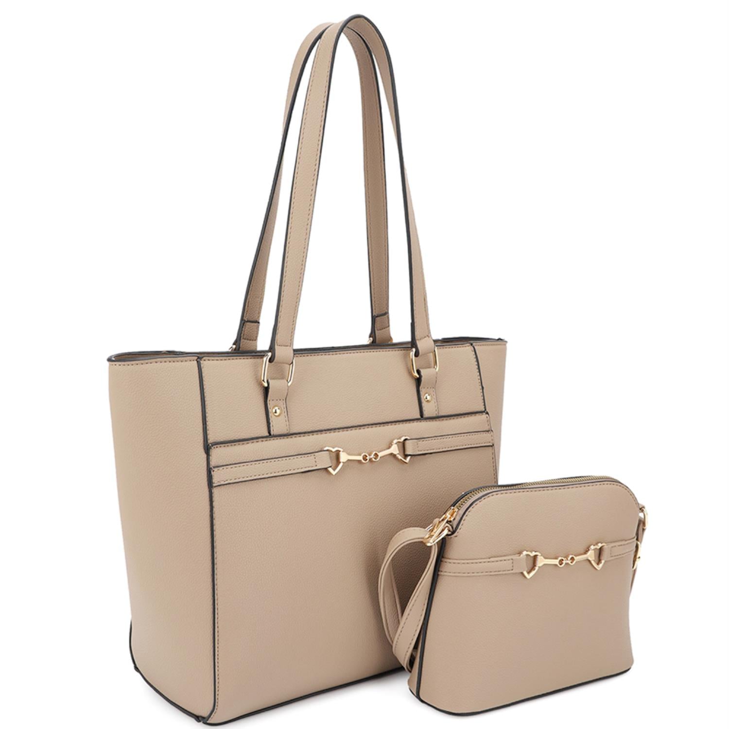 2in1 Smooth Matching Shoulder Tote Bag With Crossbody Set - Cherry Angel