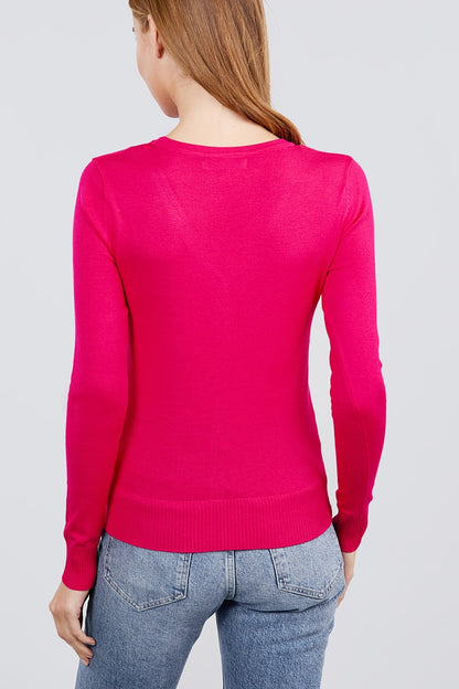 Long Slv V-Neck Cardigan