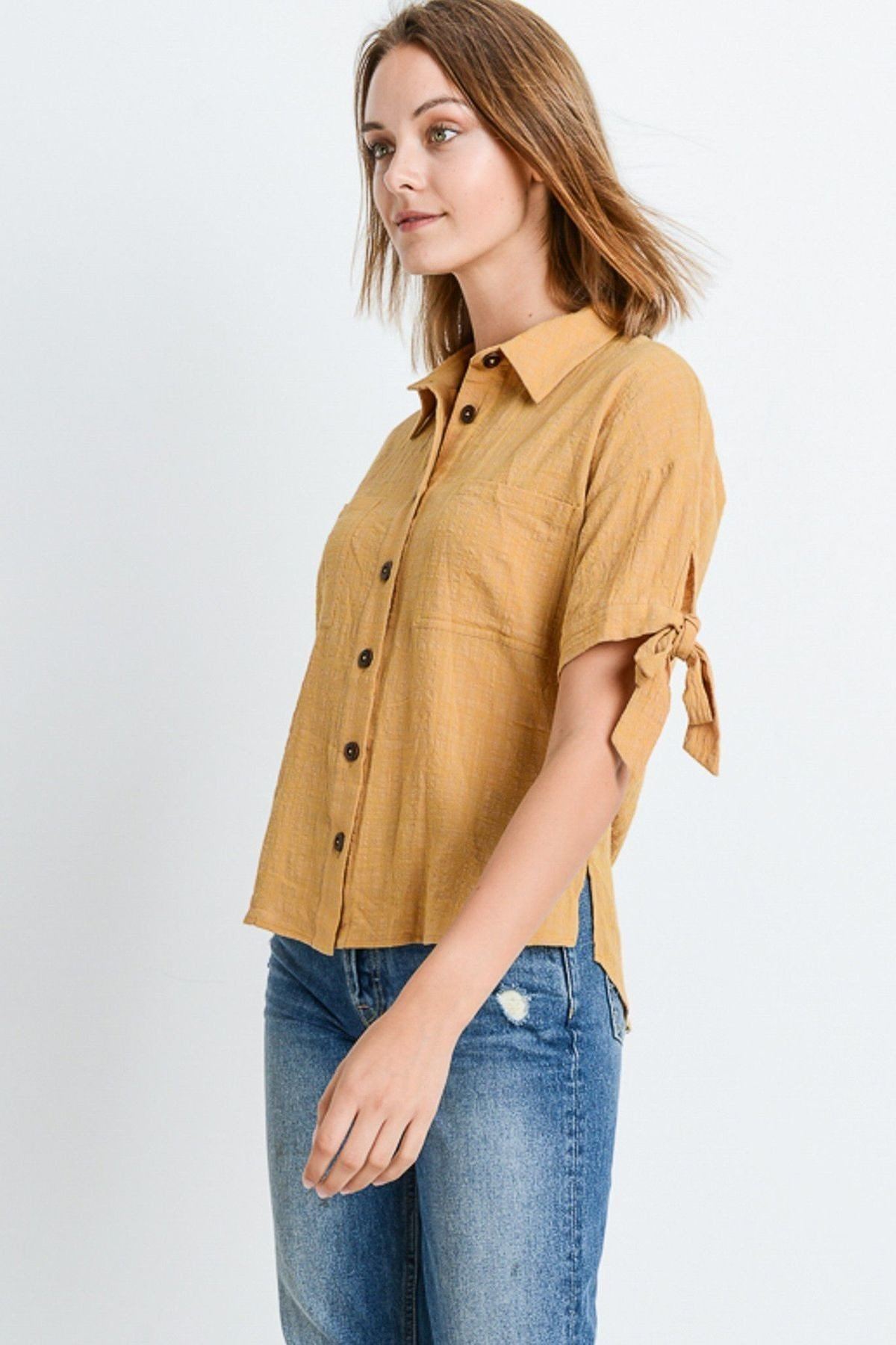 Short Sleeve Button Up Top