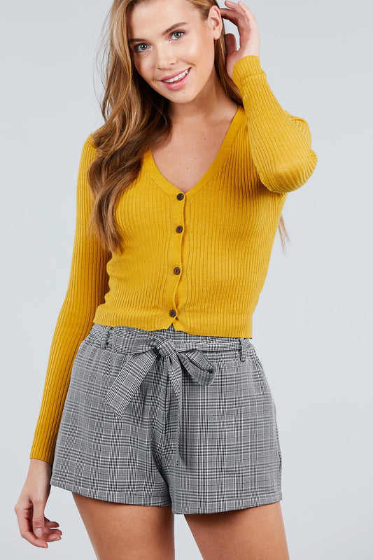 Long Slv Button Down Cardigan
