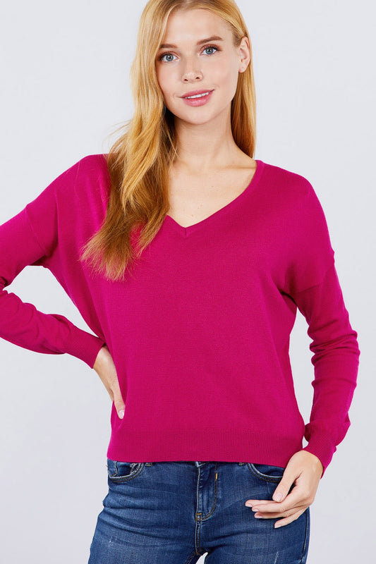 V-Neck Cross Back Sweater