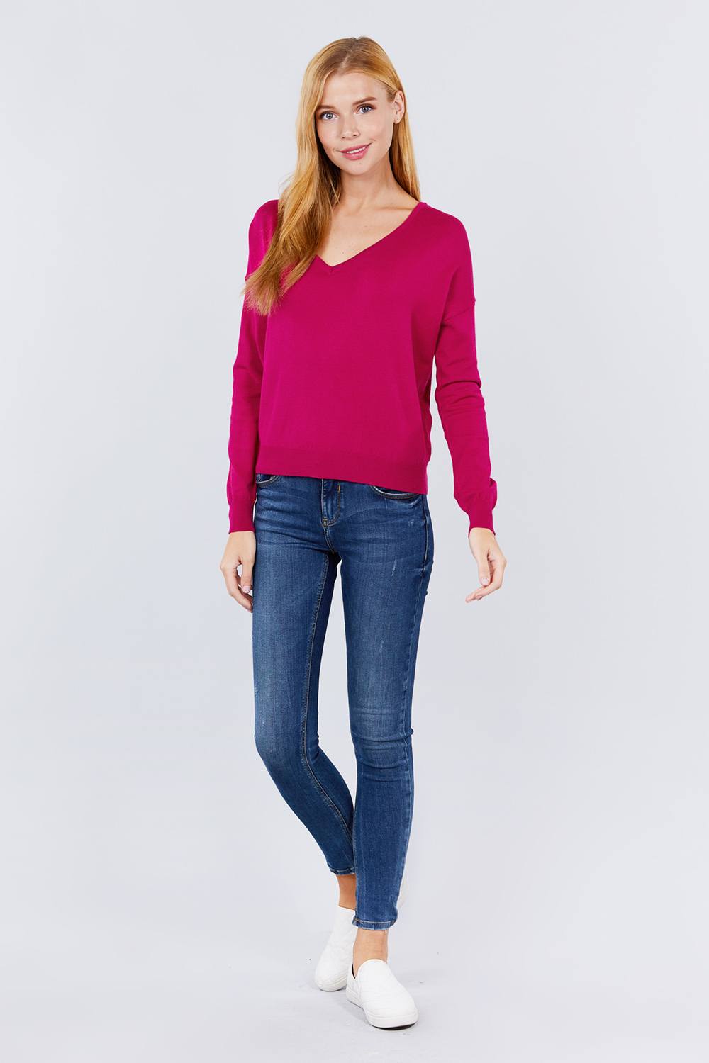 V-Neck Cross Back Sweater