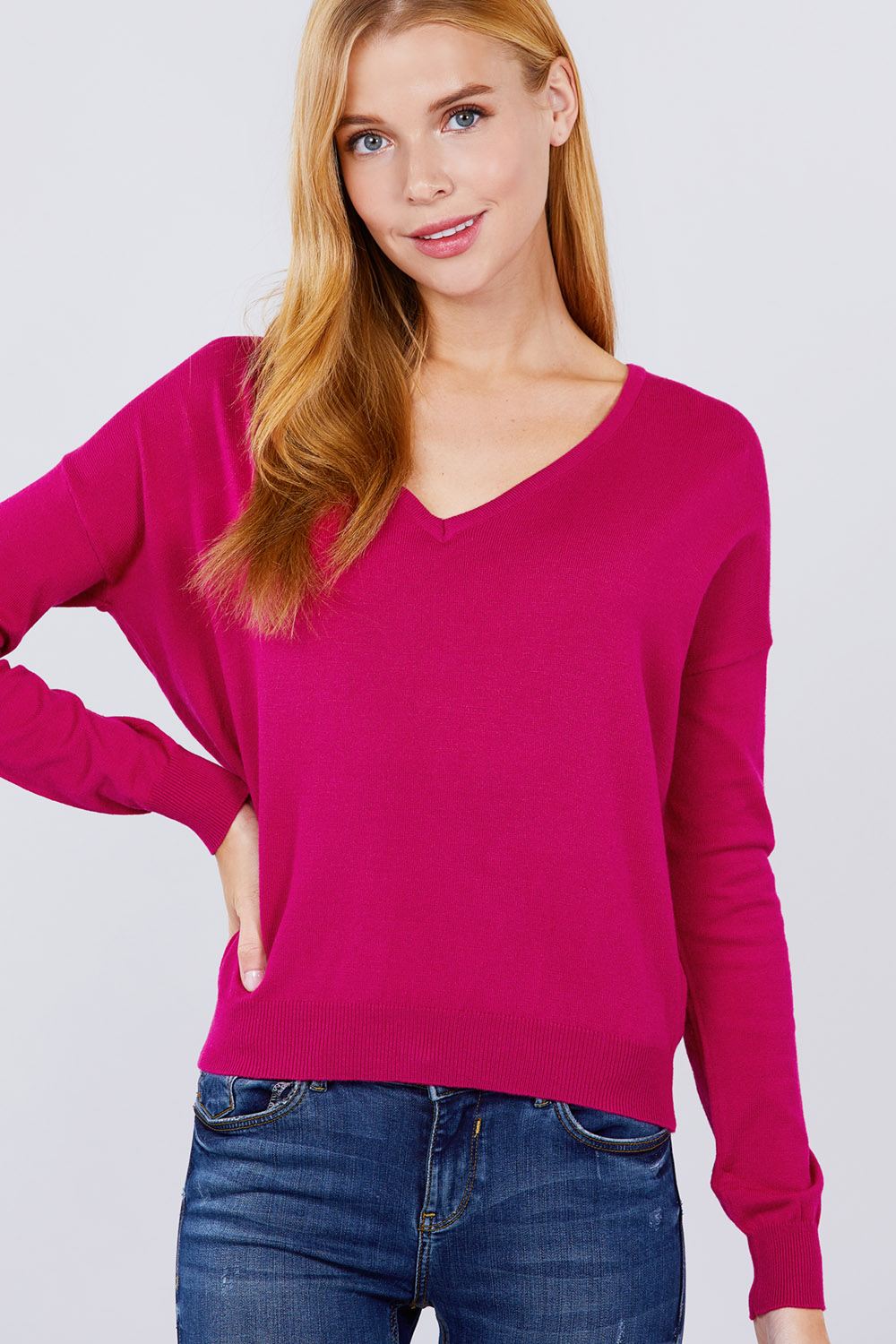 V-Neck Cross Back Sweater