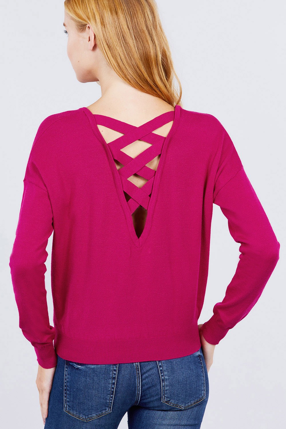 V-Neck Cross Back Sweater