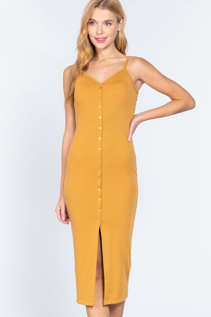 Slit Rib Cami Midi Dress