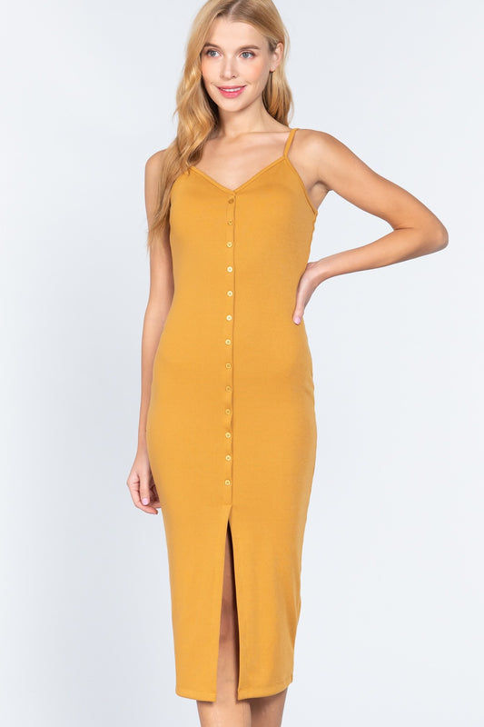 Slit Rib Cami Midi Dress