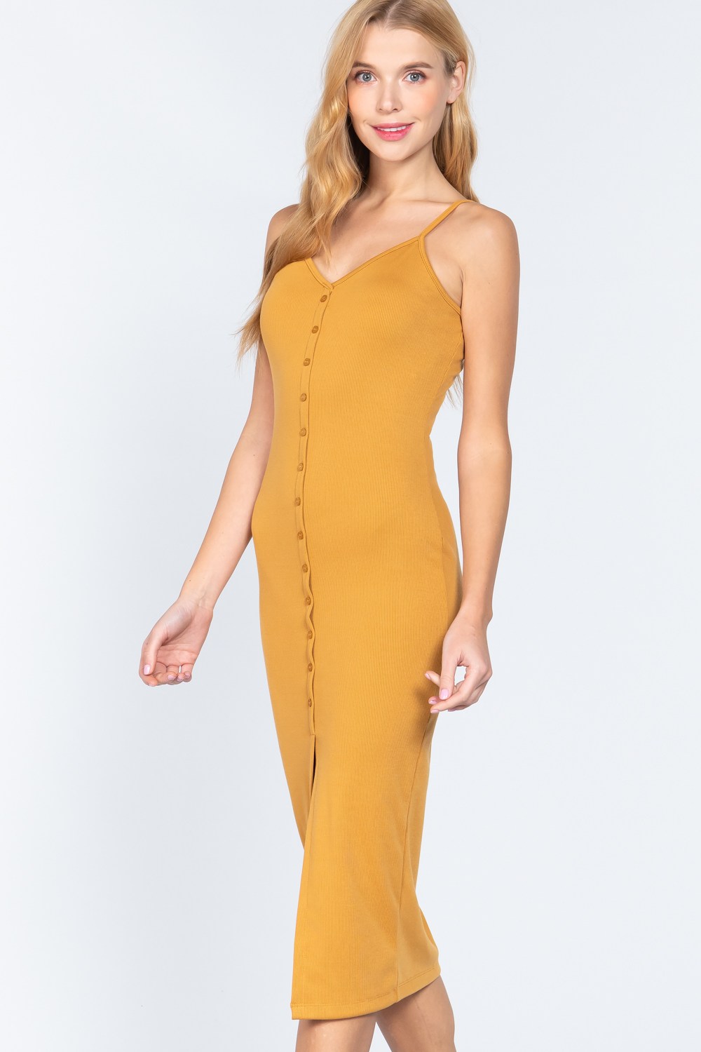 Slit Rib Cami Midi Dress