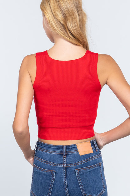 V-Neck Twist Knot Knit Top