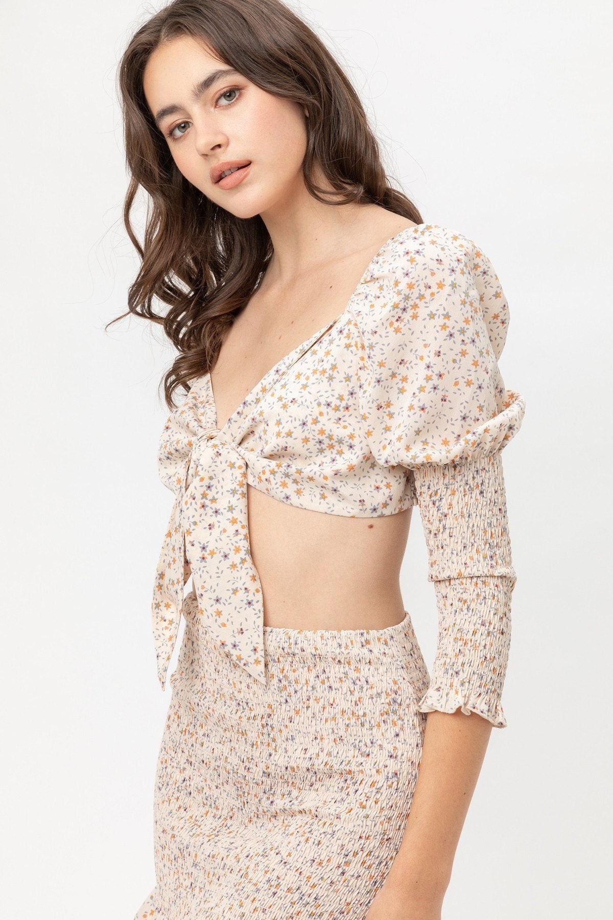 Front Tie Woven Print Top