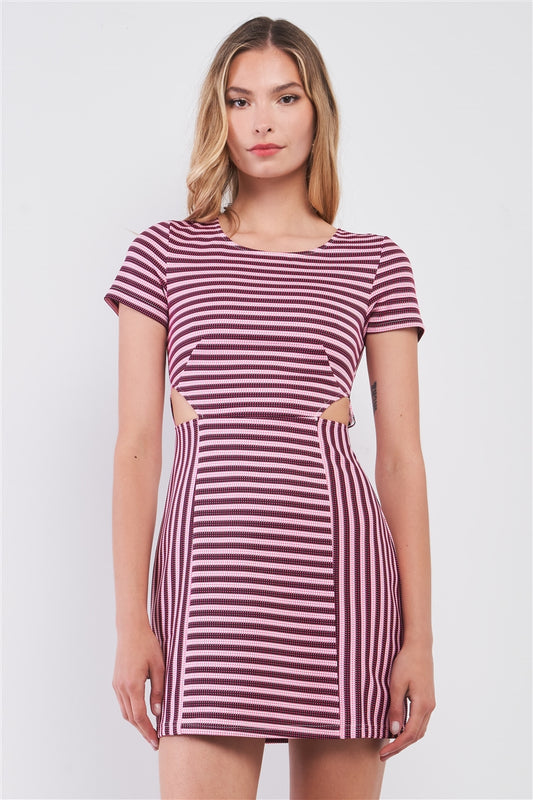 Striped Cutout Mini Dress