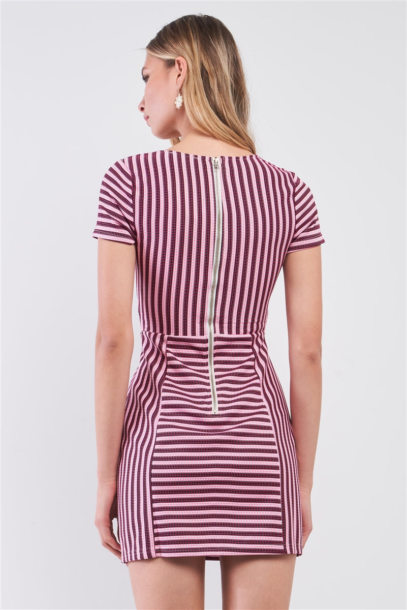 Striped Cutout Mini Dress